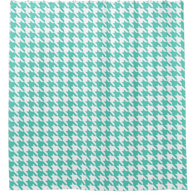 Rideaux De Douche Motif Aqua et White Houndstooth (Devant)