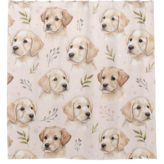Rideaux De Douche Motif aquarelle de chiot adorable (2) (Devant)