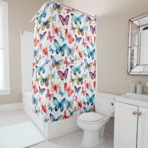 Rideaux De Douche Motif aquarelle de papillon joli