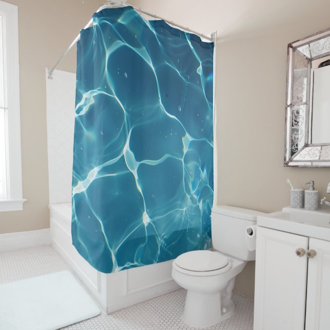 Rideaux De Douche Motif aquatique Aqua Blue Pool (En situation)