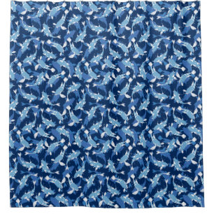 Rideaux De Douche Motif aquatique bleu - Koi Fish
