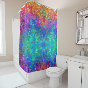 Rideaux De Douche Motif arc-en-ciel en verre tendu