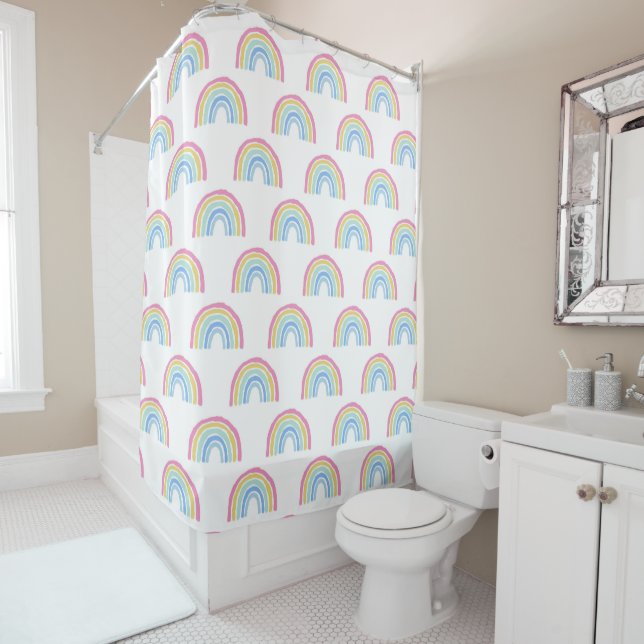 Rideaux De Douche Motif arc-en-ciel Pastel (En situation)