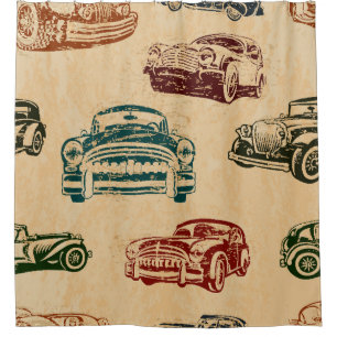 Rideaux De Douche Motif Arrière - plan d'illustration de voiture Vin