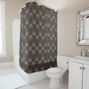 Rideaux De Douche Motif Art Déco avec motifs floraux dorés