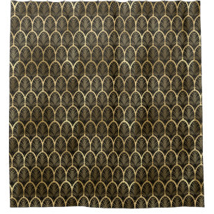Rideaux De Douche Motif Art Déco Gatsby noir et or