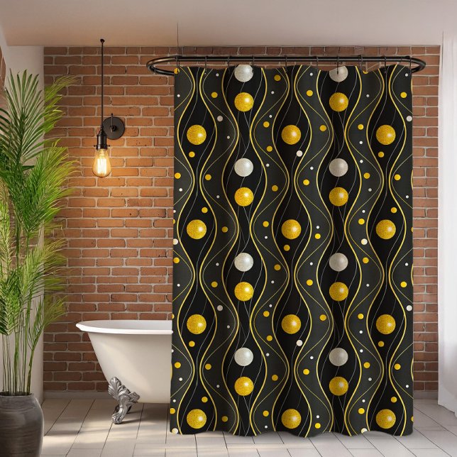 Rideaux De Douche Motif Art Déco Or Argent Noir (Créateur téléchargé)