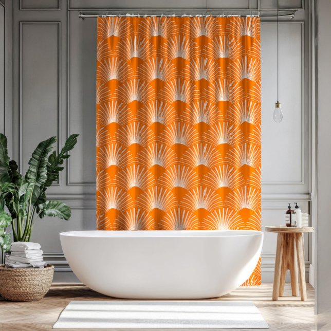 Rideaux De Douche Motif Art déco orange et blanc (Créateur téléchargé)