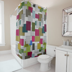 Rideaux De Douche Motif Art déco rétro violet gris bleu