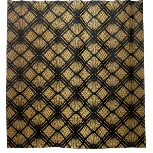 Rideaux De Douche Motif Art déco. Simples grappes noir et or