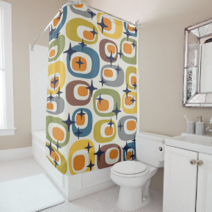 Rideaux De Douche Motif atomique moderne du milieu du siècle
