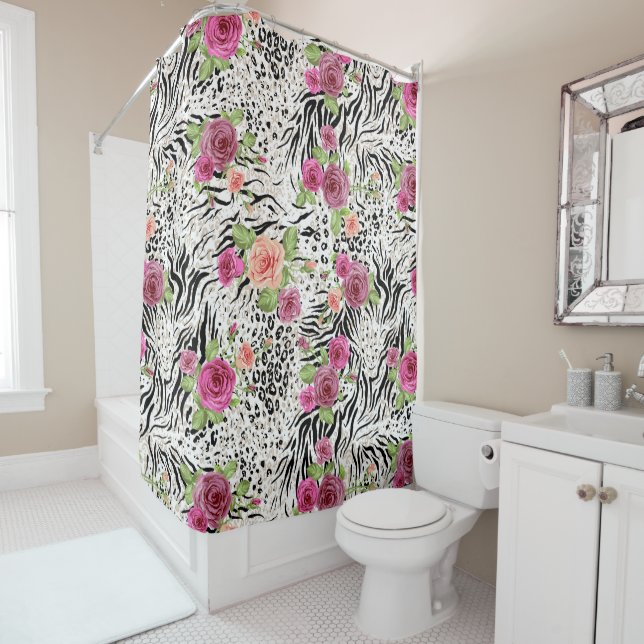 Rideaux De Douche Motif avec Posters de animaux (En situation)