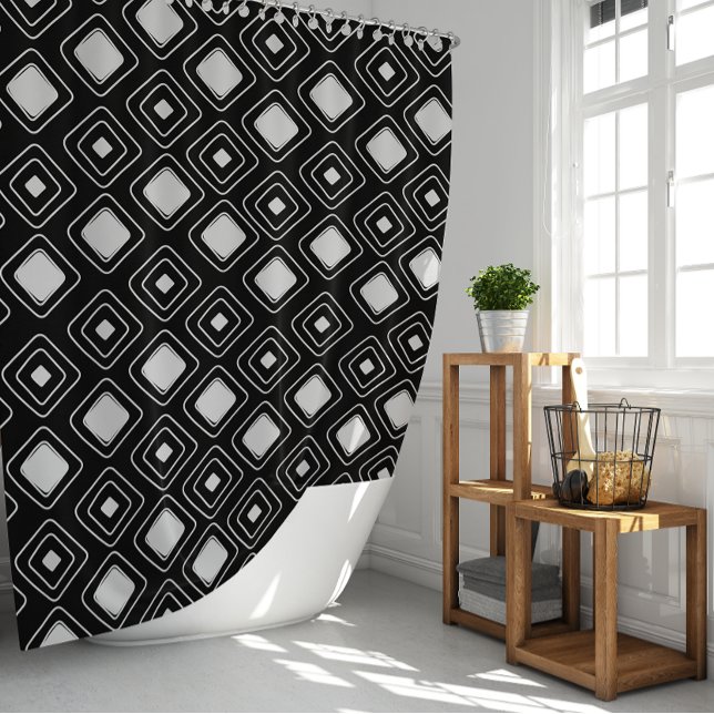 Rideaux De Douche Motif Aztèque tribal noir Boho (Boho Black Tribal Geometric Aztec Pattern Shower Curtain)