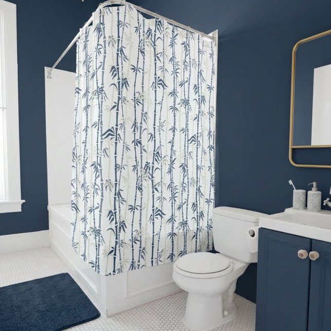 Rideaux De Douche Motif bambou nuances de bleu (Classy Calm Blue Bath Shower Curtain)