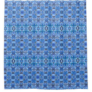 Rideaux De Douche Motif Batik tribal en Indigo bleu et blanc