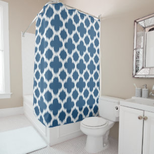 Rideaux De Douche Motif blanc bleu tropical de Bahama Ikat