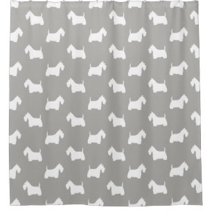 Rideaux De Douche Motif blanc de silhouettes de Terrier d'écossais