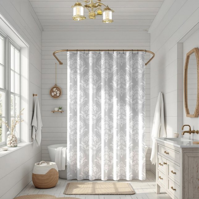 Rideaux De Douche Motif blanc et gris clair (Créateur téléchargé)