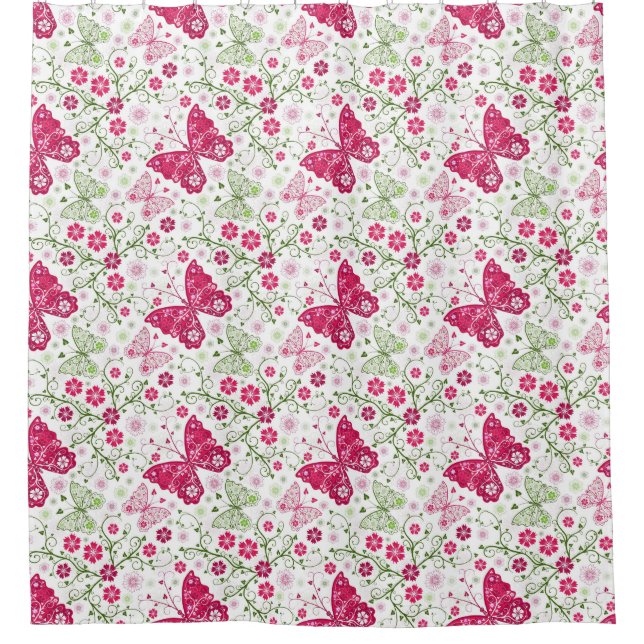 Rideaux De Douche Motif blanc floral (Devant)