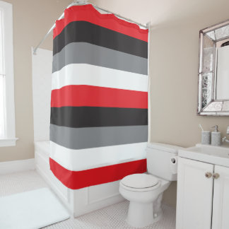 Rideaux De Douche Motif blanc gris noir rouge