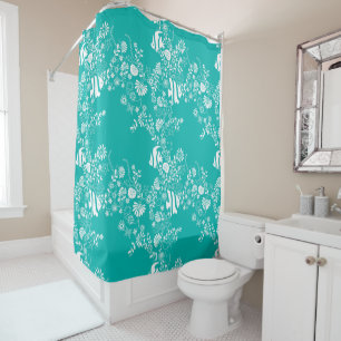Rideaux De Douche Motif blanc vert de la vie d'océan de Ming