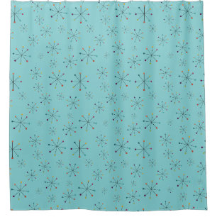 Rideaux De Douche Motif bleu Aqua moderne au milieu du siècle
