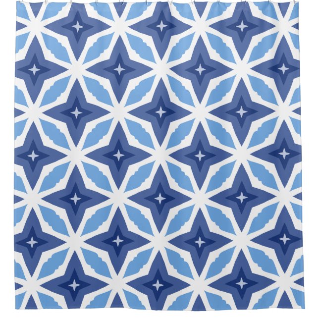 Rideaux De Douche Motif bleu géométrique (Devant)