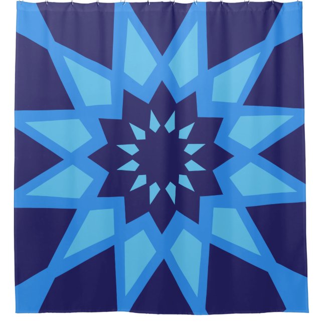Rideaux De Douche Motif bleu marocain (Devant)