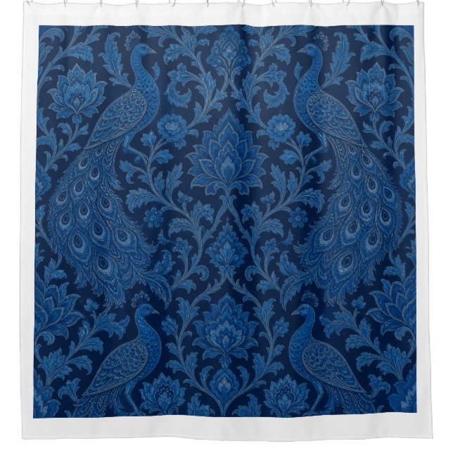 Rideaux De Douche Motif bleu paon profond persan de luxe (Devant)