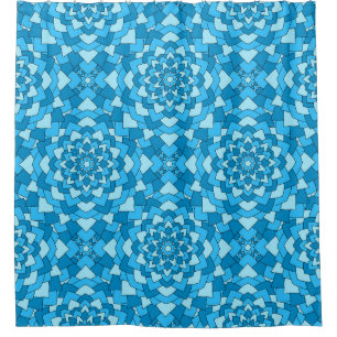 Rideaux De Douche Motif bleu turquoise à fleurs géométriques sans so