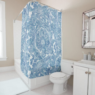 Rideaux De Douche Motif Blue Boho Paisley