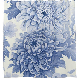 Rideaux De Douche Motif Blue Dahlia toile