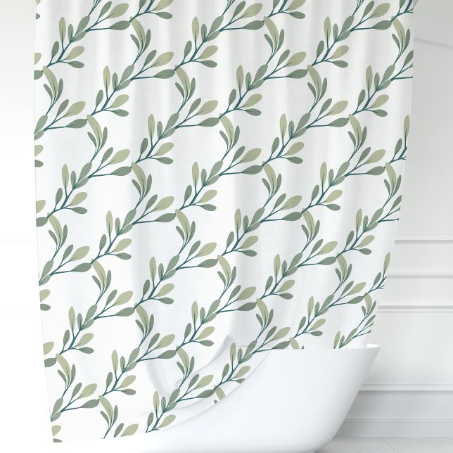 Rideaux De Douche Motif Botanique Feuille Vert Olive (Créateur téléchargé)