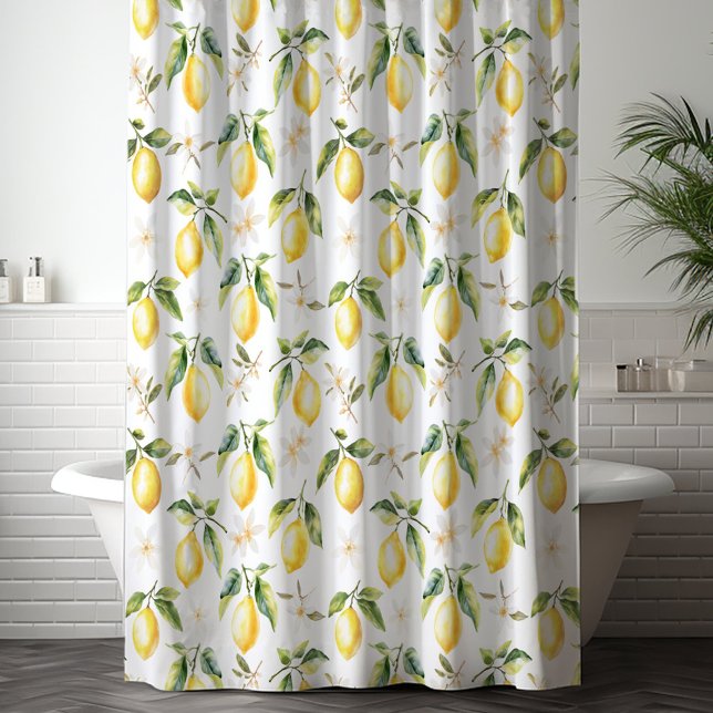 Rideaux De Douche Motif Botanique Floral de Fruit Citron (In situ)