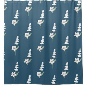 Rideaux De Douche Motif botanique floral de la Marine