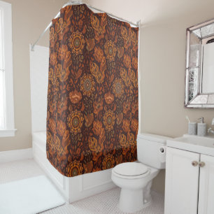 Rideaux De Douche Motif botanique terracotta sage boho foncé 
