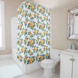 Rideaux De Douche Motif botanique tropical de citrus orange