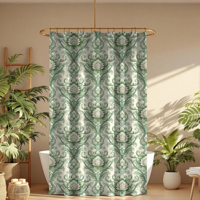 Rideaux De Douche Motif botanique vert vintage (Créateur téléchargé)