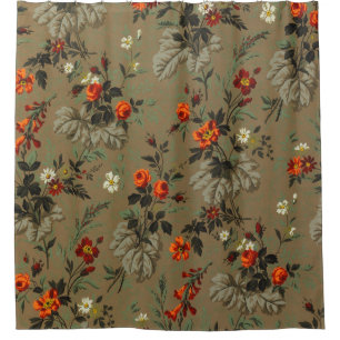 Rideaux De Douche Motif botanique vintage de rose orange à fleurs so