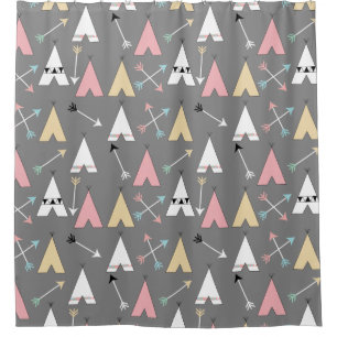 Rideaux De Douche Motif branché Pastel Boho Teepees and Arrows