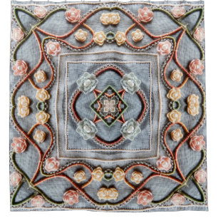 Rideaux De Douche Motif broderie avec dentelle de fil de coton, perl