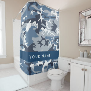 Rideaux De Douche Motif camouflage neige hivernale bleue Personnalis