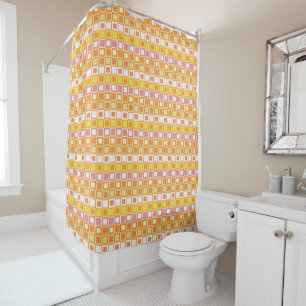 Rideaux De Douche Motif carré orange et jaune vif