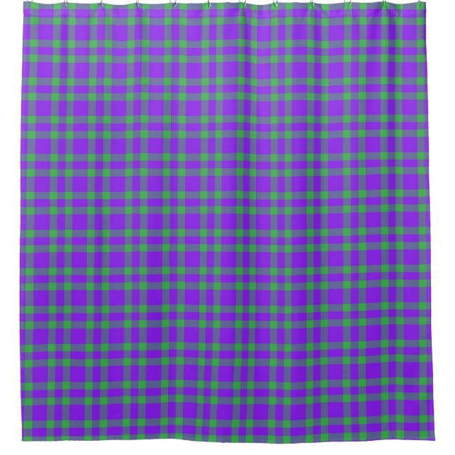 Rideaux De Douche Motif carreaux vert et violet (Devant)
