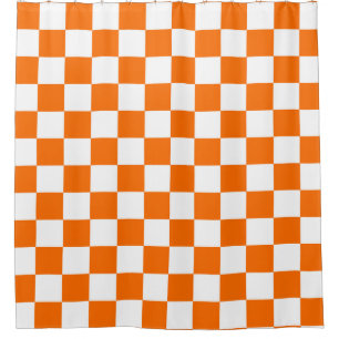 Rideaux De Douche Motif chèque À damiers blanc orange