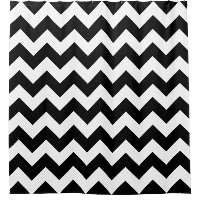 Rideaux De Douche Motif Chevron noir et blanc classique et moderne (Devant)