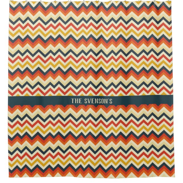 Rideaux De Douche Motif Chevron personnalisable avec couleur rétro p (Devant)