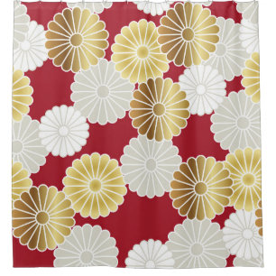 Rideaux De Douche Motif chrysanthème sans couture dans le tra japona