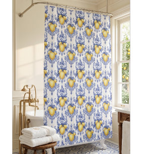 Rideaux De Douche Motif Citron Méditerranéen 