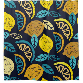 Rideaux De Douche Motif Citrus Lemon Doodle Arrière - plan